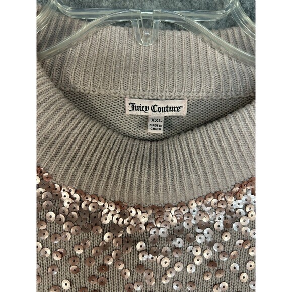 Juicy Couture Sweater Pink Sequin Bedazzled Women’s Long Sleeve Size 2XL - Picture 3 of 9